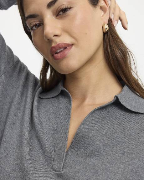 Long-Sleeve Sweater with Johnny Collar