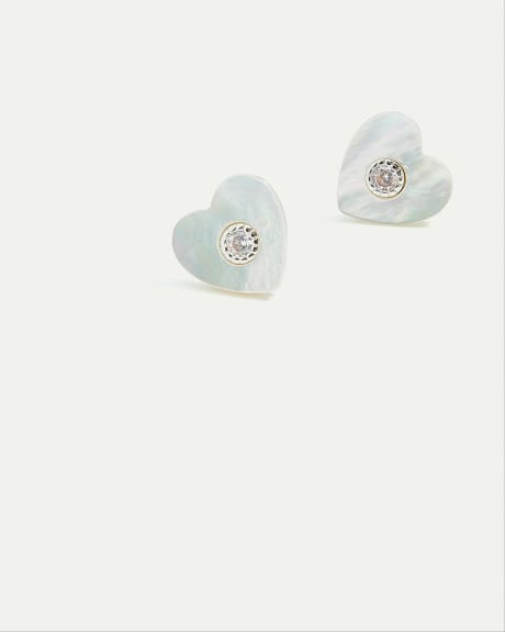 Heart Earrings with Shiny Rhinestones