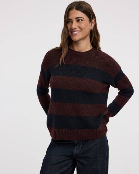 Long-Sleeve Crew-Neck Fluffy-Knit Sweater