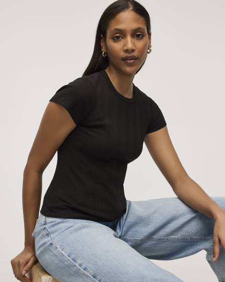 Fitted Crew-Neck Ribbed T-Shirt