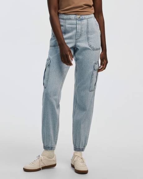 Pantalon jogger en denim avec poches cargo - Long