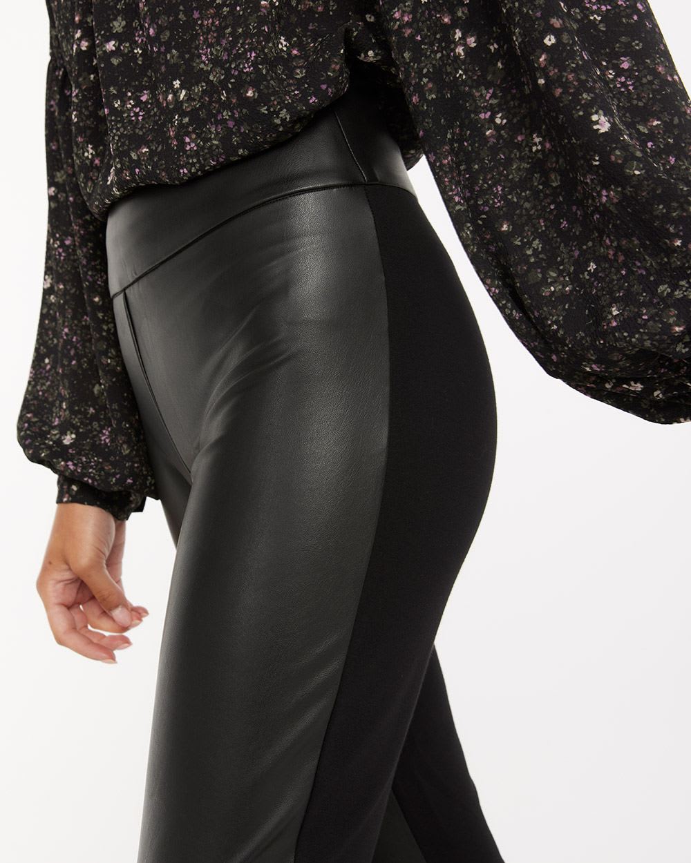 High-Rise Leggings with Vegan Leather Front, The 365 Edition - Petite