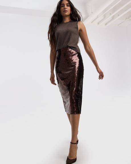 Jupe droite midi à paillettes