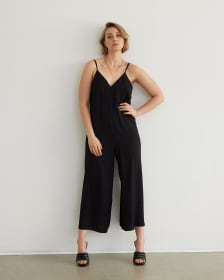 Racerback Cuffed Jumpsuit with Elasticated Waist