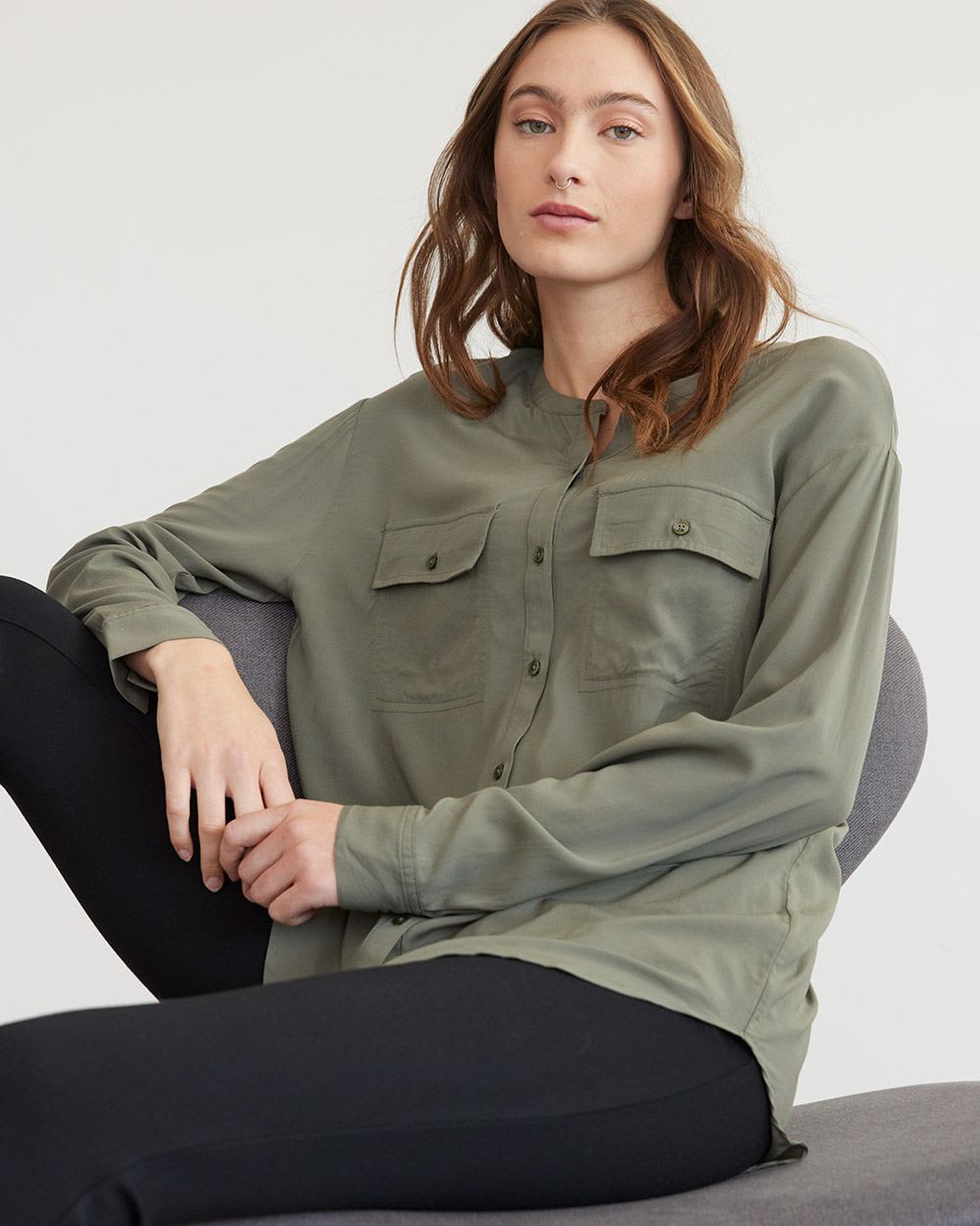 Buttoned-Down Tunic with Shirt Collar