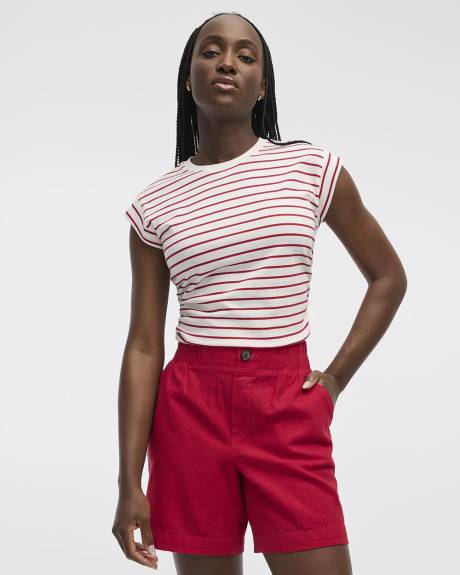 Linen-Blend Shorts with Elastic Waistband