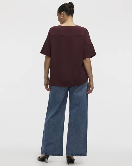 Blouse t-shirt à col rond et manches courtes