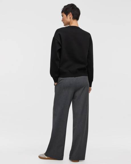 Long-Sleeve Crew-Neck Fleece Sweatshirt with Rhinestones