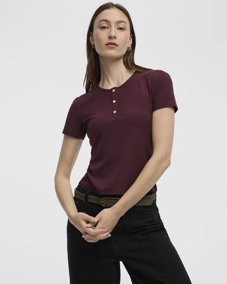 Ribbed Henley T-Shirt