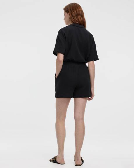 Short en coton gaufré