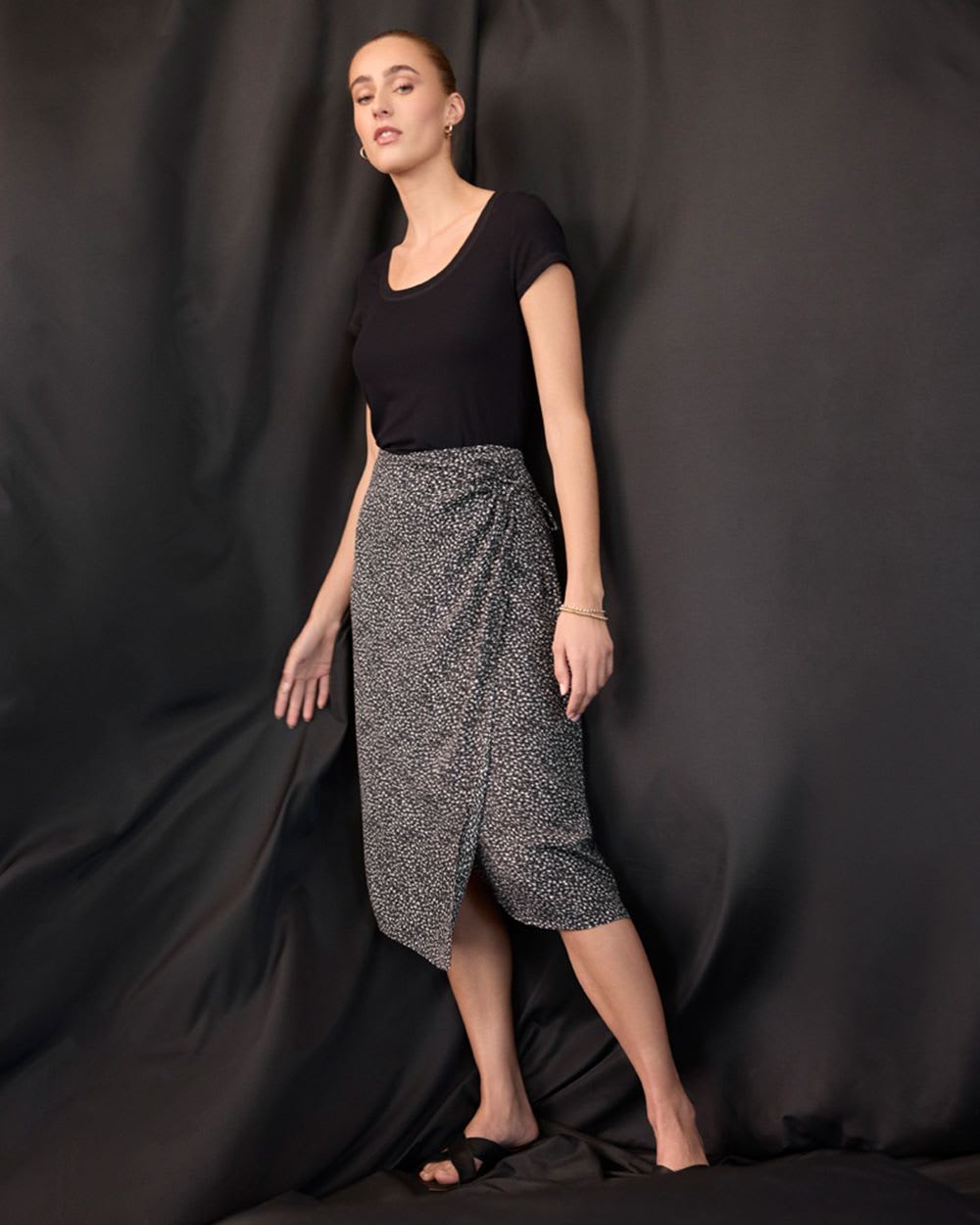 Flowy Wrap Midi Skirt