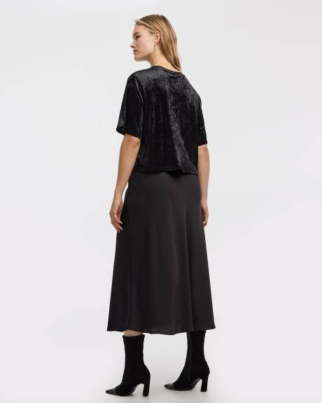 Haut en velours à manches courtes et col rond