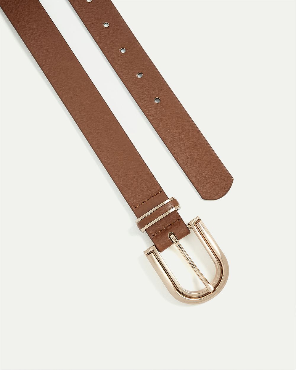 Faux Leather Belt with Brushed Metal Buckle