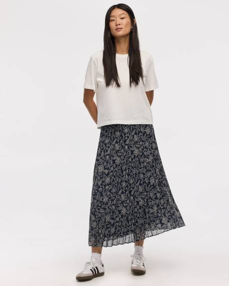 Pleated Chiffon Midi Skirt