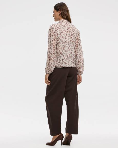 Blouse à manches longues avec ruban à nouer à l'encolure