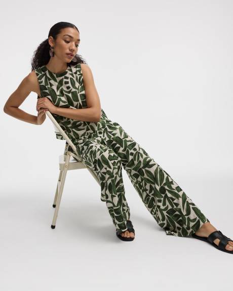 Pantalon à enfiler à jambe large et taille haute - Petite