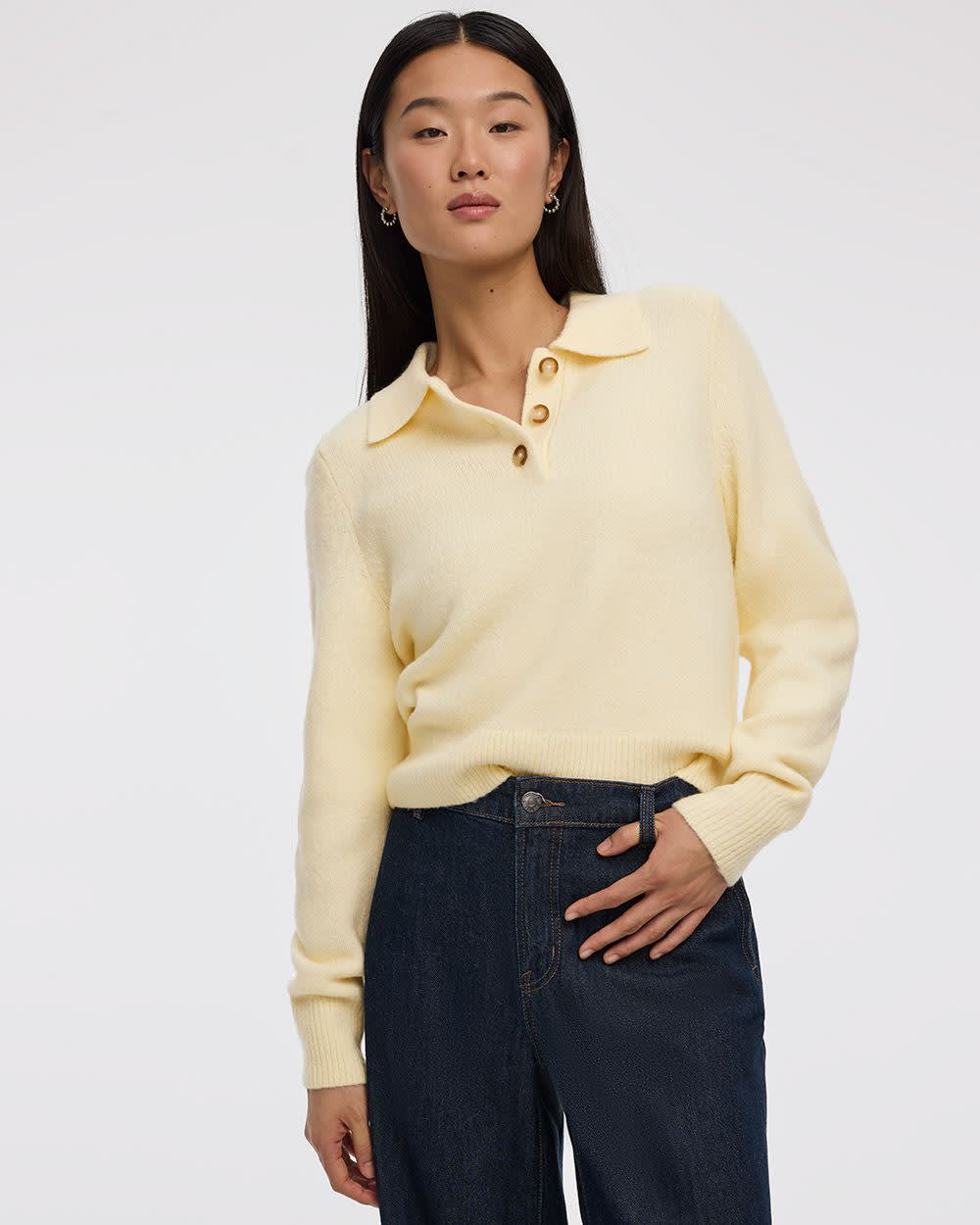 Long-Sleeve Polo Sweater