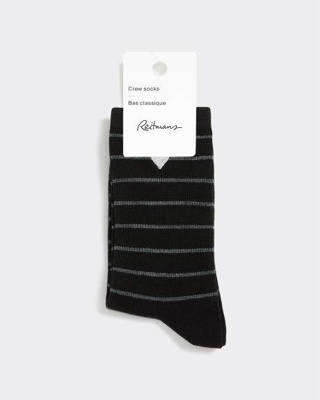 Striped Crew Socks with Heart at Hem