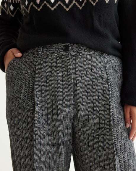 Pantalon à chevrons à jambe large et taille haute - Long