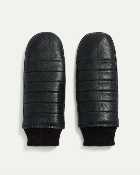 Puffy Leather Mitts