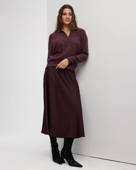 Satin A-Line Midi Skirt