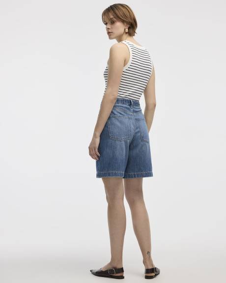 High-Rise Denim Bermuda