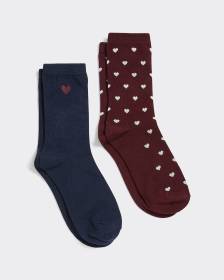 Crew Socks with Hearts - 2 Pairs