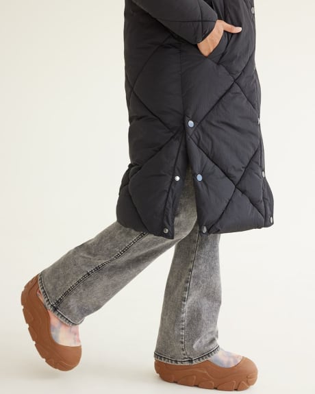 Maxi Hooded Diamond-Quilted Jacket