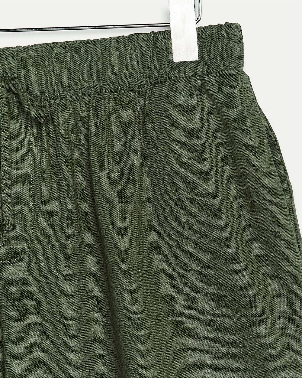 Solid Linen Shorts with Drawstring