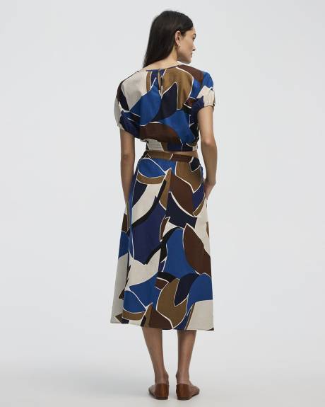 Linen-Blend Midi Skirt