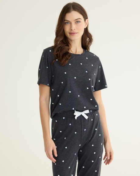 Short-Sleeve Crew-Neck Pyjama Top - R Line
