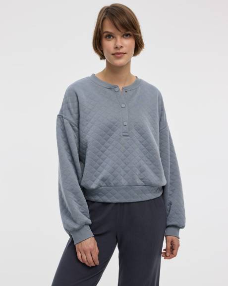 Pull henley en jacquard matelassé - Hyba