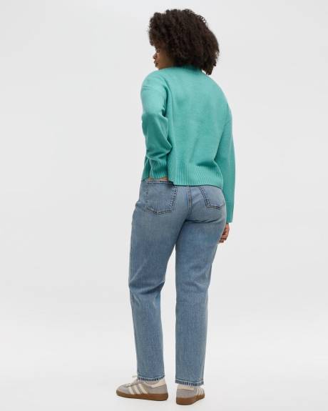 Long-Sleeve Mock-Neck Loose Pullover