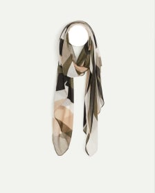 Abstract Leaf Print Oblong Scarf