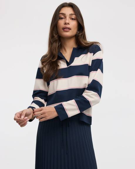Striped Long-Sleeve Rugby-Style Top
