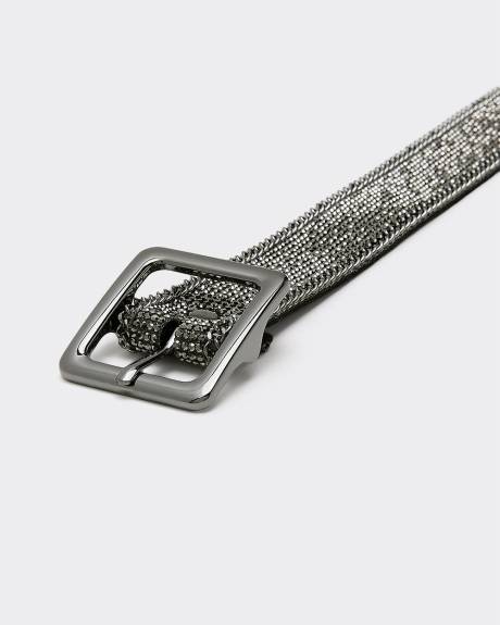 Ceinture en faux cuir avec strass