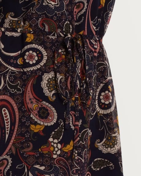 Paisley Print Dress with Raglan Sleeves