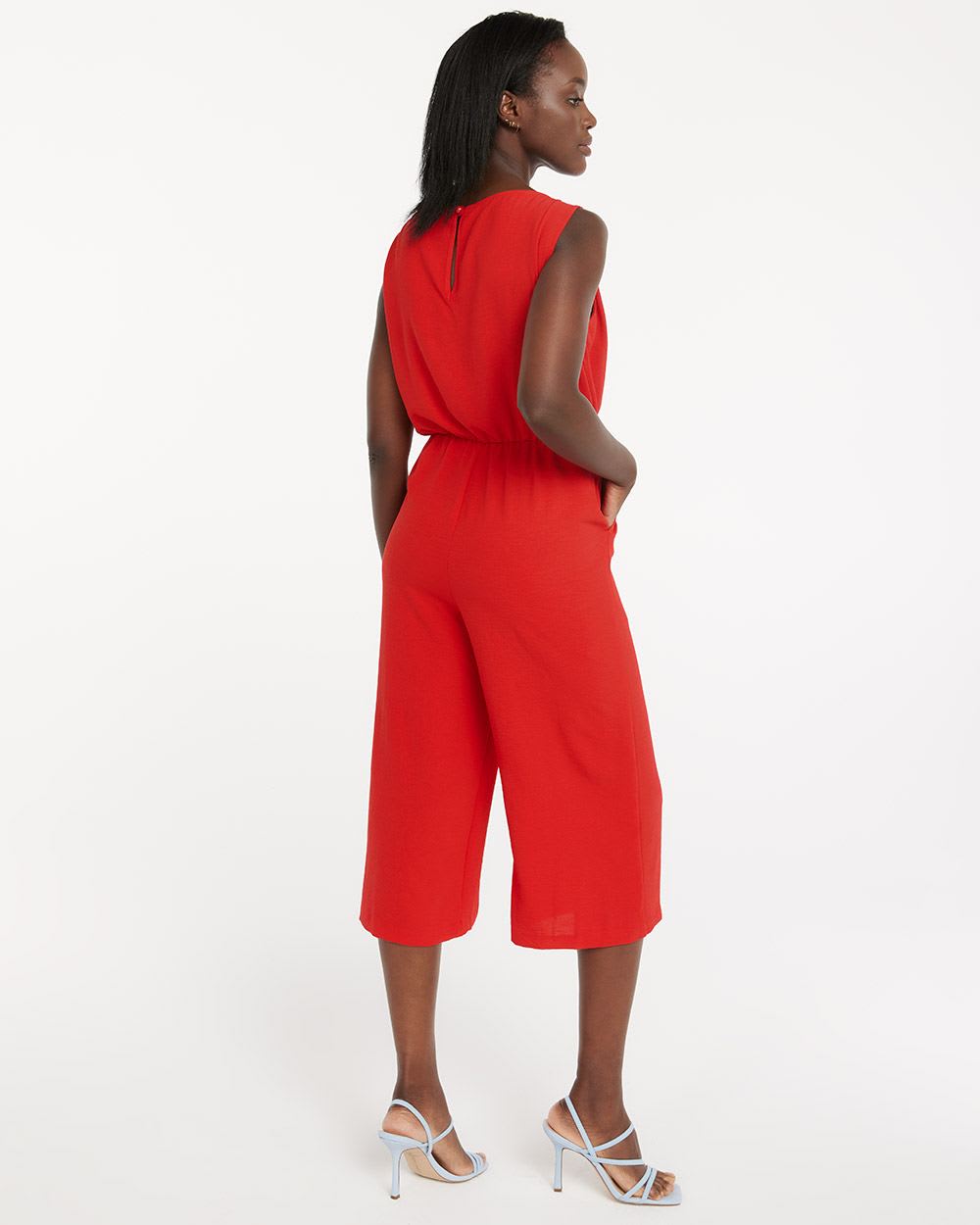 Sleeveless Jumpsuit with Tie at Waist, Connected Apparel