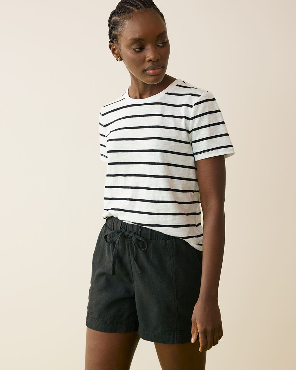 Linen Shorts with Drawstring, Regular