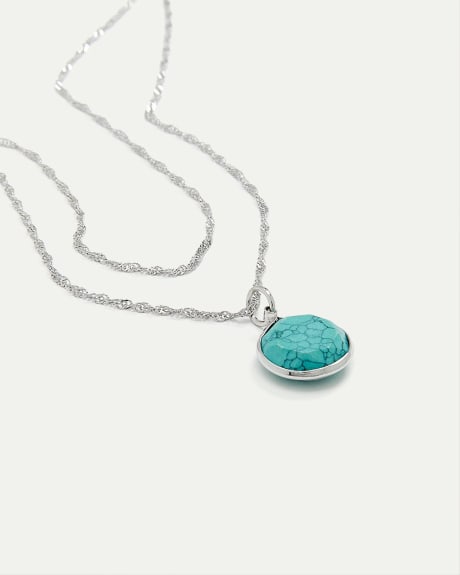 Double-Layer Necklace with Stone Pendant