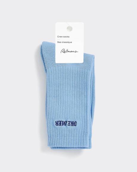 Bas côtelés avec mot à l'ourlet