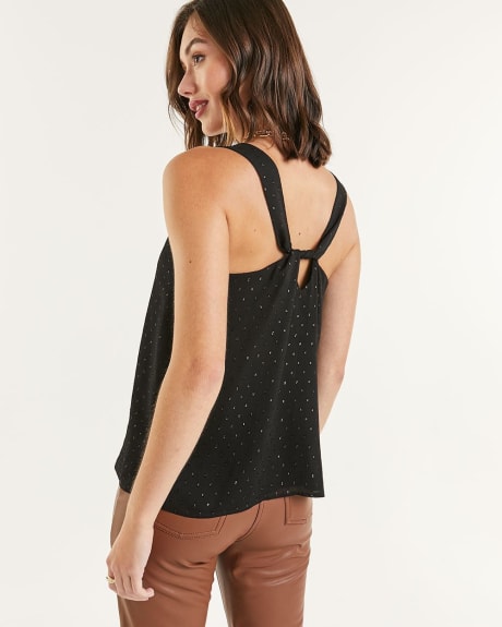 Sleeveless V Neck Blouse with Fashion Knot Accent