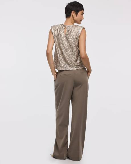 Haut à paillettes à manches très courtes et col rond