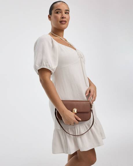 Short-Puffy-Sleeve Dress with Sweetheart Neckline
