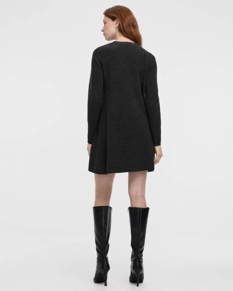 Long-Sleeve Crew-Neck Swing Sweater Dress