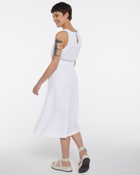 Pull-On Linen Midi Skirt with Lining