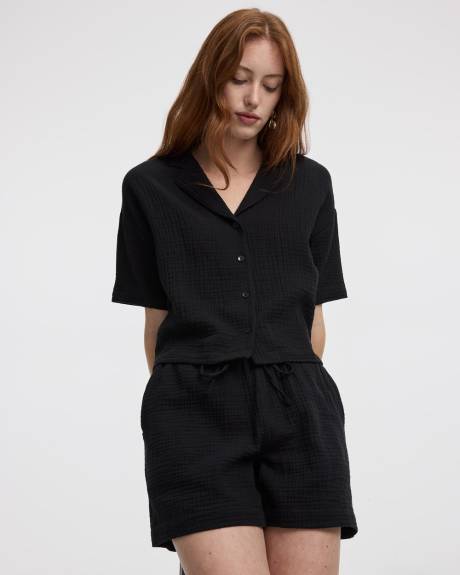 Waffled Cotton Shorts