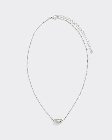Stainless Steel Short Necklace with Half-Moon Pendant