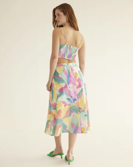 Flowy Midi Skirt with Elastic Waistband