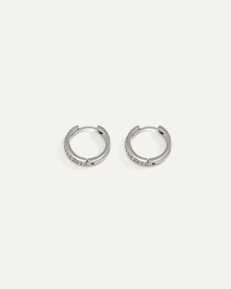 Small Hoop Earrings with Rhinestones